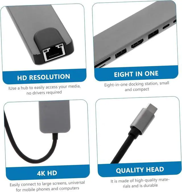 Alt view image 4 of 7 - Operitacx 3pcs Type-c Multifunction USB Hub Adapter Video Output Power Ethernet Compatible Laptops Office and