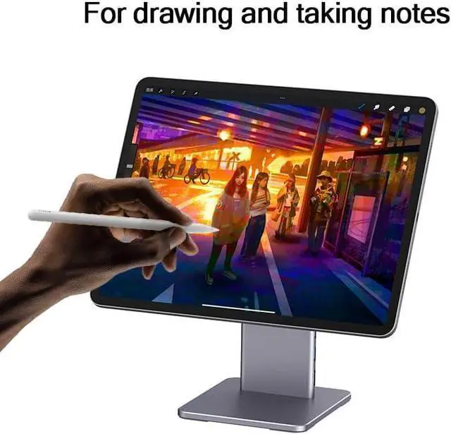 Alt view image 7 of 7 - HUIOP 6 in 1 Hub Multifunctional Magnetic Stand for Pro 11-inch for 10.9 inch 360°Rotation 80°Tilt Card Reader 4K@60Hz HD 5Gps USB 60W PD 3.5mm Audio,Magnetic Stand