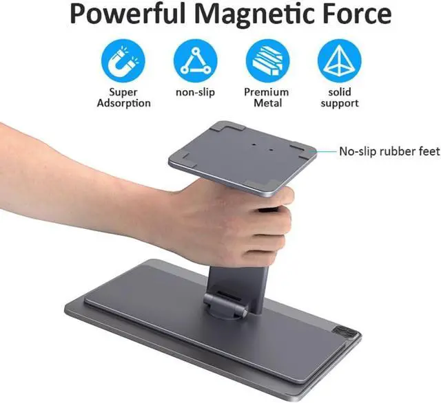 Alt view image 3 of 7 - HUIOP 6 in 1 Hub Multifunctional Magnetic Stand for Pro 11-inch for 10.9 inch 360°Rotation 80°Tilt Card Reader 4K@60Hz HD 5Gps USB 60W PD 3.5mm Audio,Magnetic Stand
