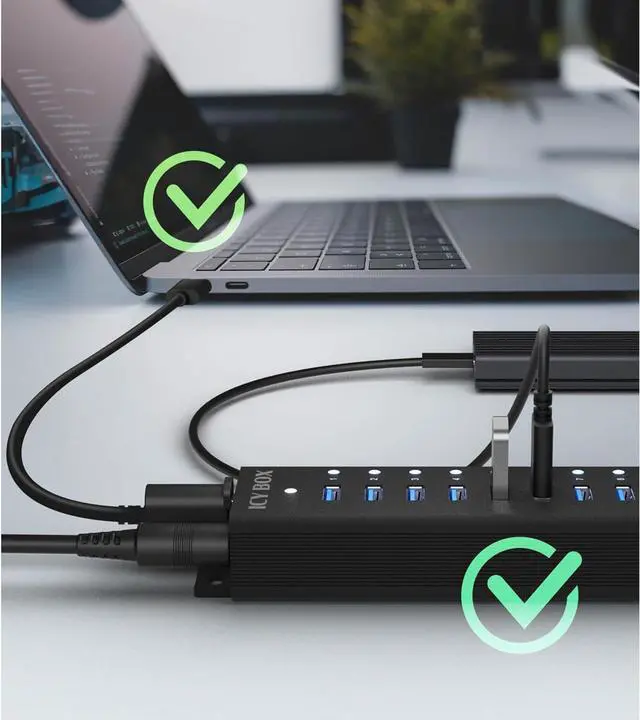 Alt view image 6 of 6 - ICY BOX USB HUB (17 Ports) 16x USB & 1x USB Charging, USB 3.2 Gen 1 (5 Gbit/s per Port), with 96 W Power Supply, USB-A, Aluminium, IB-HUB1717-U3