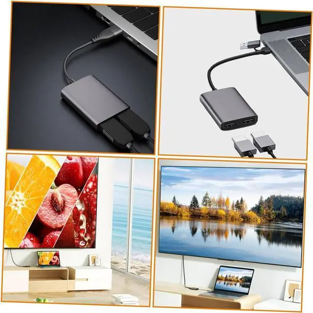 Alt view image 2 of 7 - SHOWERORO USB 3.0/Type-C Dual Video Adapter 1080P 60Hz Wide Compatibility High-Definition Display Splitter