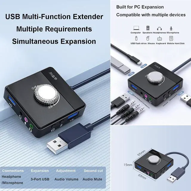Alt view image 3 of 6 - LTLWSH USB C Hub, USB Multi Port Expander with Sound Card Computer Docking Station 10 in 1 Docking Station USB hub hub Splitter