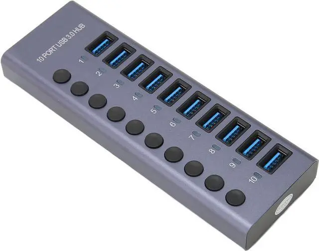 Main image of 10 Port 60W USB 3.0 Hub, 10 USB 3.0 Interfaces, 5Gbps Data Transfer, LED Indicator Light, Plug and Play, for for iOS (US Plug)