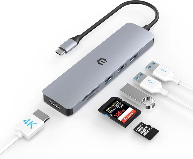 Main image of 6-in-1 USB C Hub Computer Dock Docking Station with 4K HDMI Adapter, USB 3.02.0 Ports, SDTF Card Reader, Dual Monitor Type C Multiport Adapter for Surface Pro, MacBook Pro Air, iPad Pro