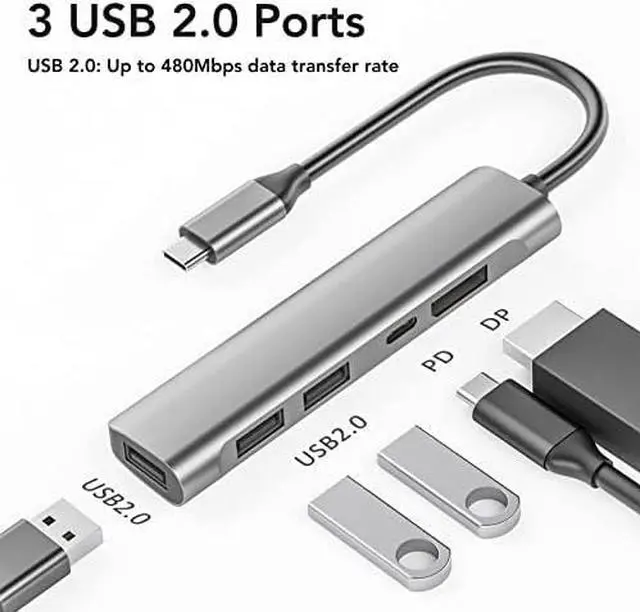 Main image of USB C Docking Station, USB C Hub USB C to 4K 60Hz DisplayPort Adapter, DP, 60w PD Charging Port, 3 X USB2.0 5 in 1 USB C Hub Docking Station for Desktop PC Laptop