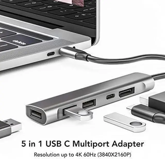Alt view image 3 of 3 - USB C Docking Station, USB C Hub USB C to 4K 60Hz DisplayPort Adapter, DP, 60w PD Charging Port, 3 X USB2.0 5 in 1 USB C Hub Docking Station for Desktop PC Laptop