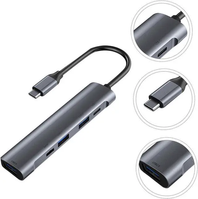 Alt view image 5 of 7 - Mikikit 2pcs USB Hub Type c Adapter Splitter for Computer Accessories Portable Data Hub Multiple Ports for