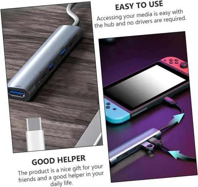 Alt view image 3 of 7 - Mikikit 2pcs USB Hub Type c Adapter Splitter for Computer Accessories Portable Data Hub Multiple Ports for