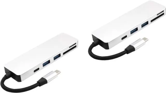 Main image of Hemobllo 2pcs Type-c USB Adapter Hub for Access Silver Design Compact and Practical for Daily Use No Drivers