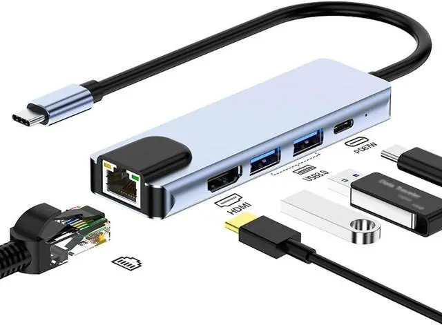 Alt view image 3 of 7 - 5 in 1 Portable USB 3.0 USB Hub, USB C to USB Hub with 87W PD, USB Type C to USB Adapter USB Port Expander