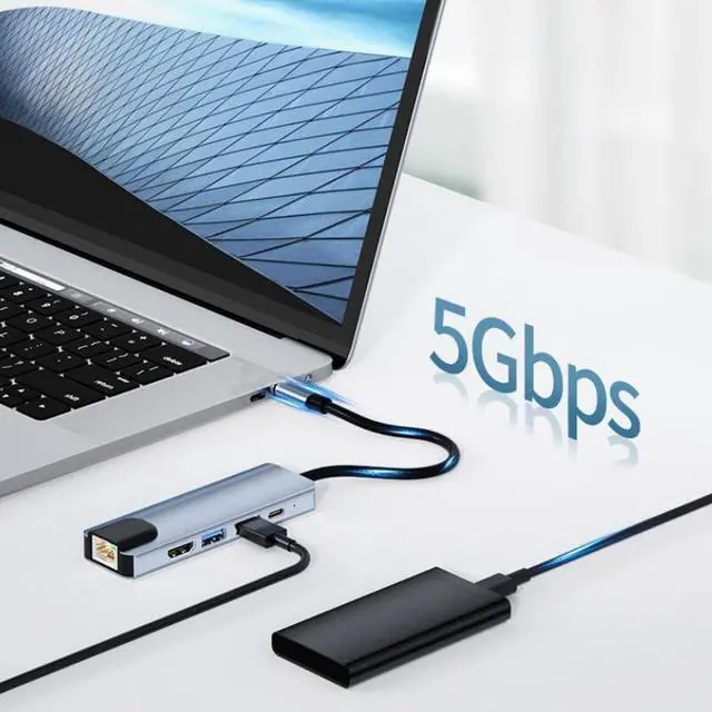 Alt view image 5 of 7 - 5 in 1 Portable USB 3.0 USB Hub, USB C to USB Hub with 87W PD, USB Type C to USB Adapter USB Port Expander