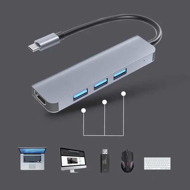 Alt view image 6 of 6 - 4 in 1 USB C Hub 4-Port USB Hub Micro USB Splitter Ultra-Slim USB Data Hub Portable USB Port Expander HDMI 4K