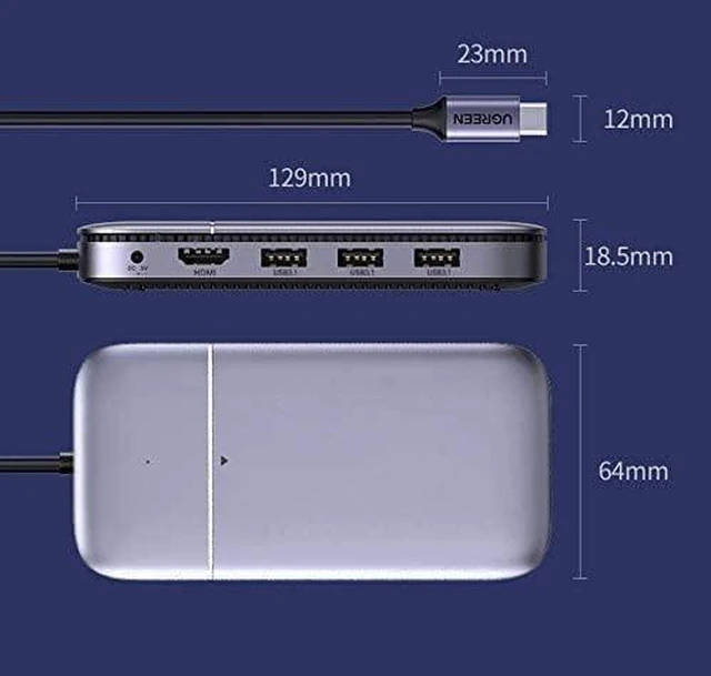 Alt view image 2 of 7 - USB C Hub HDMI 4K 60Hz HUB Splitter Multi USB Port Expander 100W PD Charger