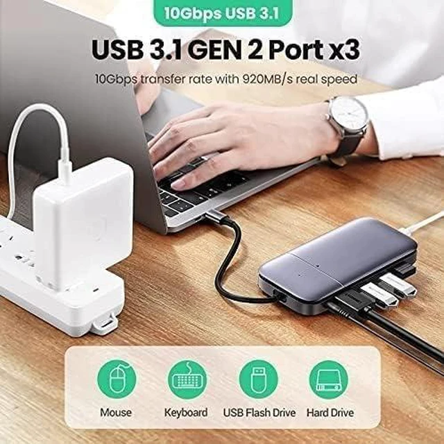 Alt view image 4 of 7 - USB C Hub HDMI 4K 60Hz HUB Splitter Multi USB Port Expander 100W PD Charger