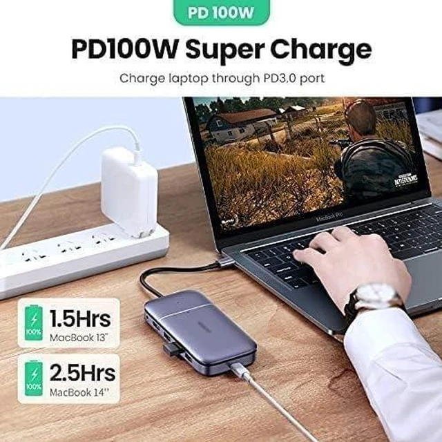 Alt view image 6 of 7 - USB C Hub HDMI 4K 60Hz HUB Splitter Multi USB Port Expander 100W PD Charger