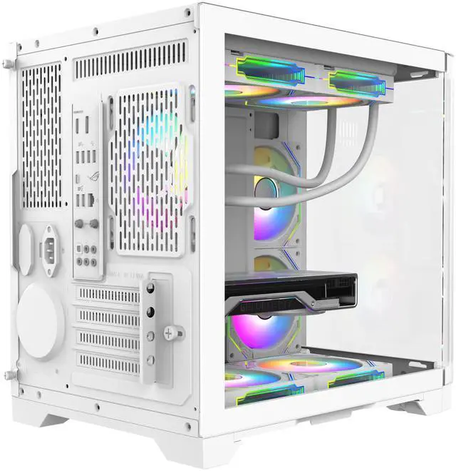 Alt view image 2 of 7 - Iceberg Crystal Wave M Micro ATX Tower Gaming PC Case Full-View Panoramic Curved Tempered Glass 3 Included aRGB Fans (White)