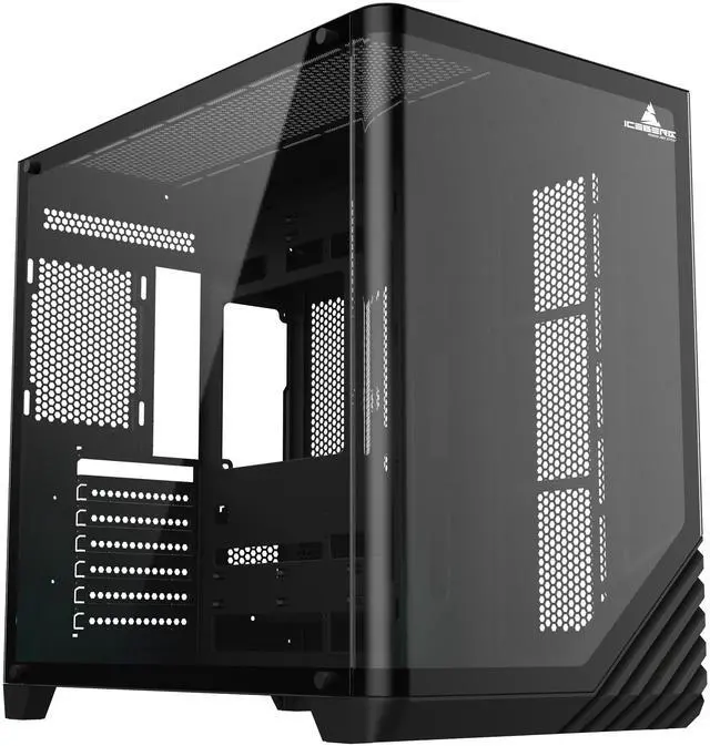 Alt view image 2 of 7 - Iceberg Crystal Wave L ATX Tower Gaming PC Case Full-View Panoramic Curved Tempered Glass Includes Seven (7) aRGB Fans (Negro)