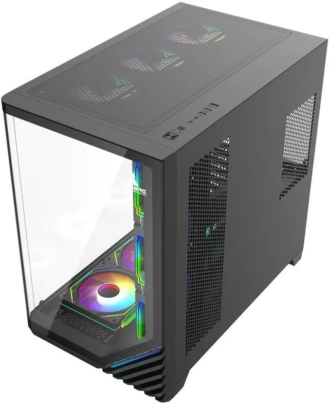 Alt view image 6 of 7 - Iceberg Crystal Wave L ATX Tower Gaming PC Case Full-View Panoramic Curved Tempered Glass Includes Seven (7) aRGB Fans (Negro)