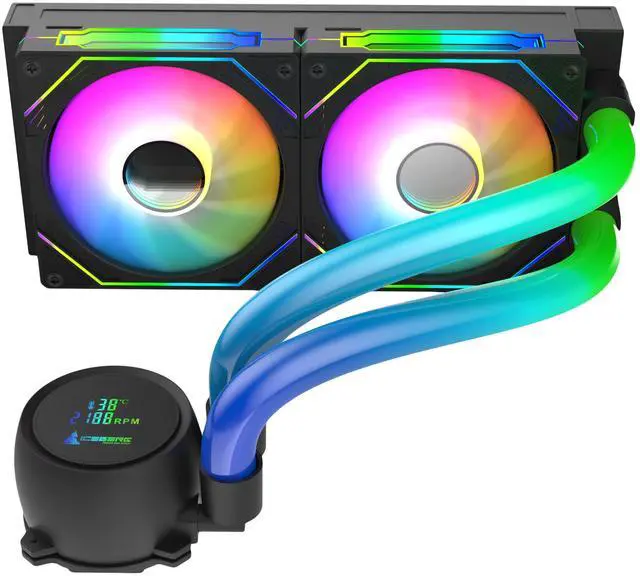 Alt view image 4 of 5 - Iceberg Maximus 240 high-Performance Gaming PC aRGB Liquid Cooling, Water Cooler for CPU Intel or AMD with 240mm Radiator and Two RGB 120mm Fans (Black)