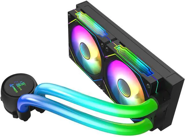 Alt view image 2 of 5 - Iceberg Maximus 240 high-Performance Gaming PC aRGB Liquid Cooling, Water Cooler for CPU Intel or AMD with 240mm Radiator and Two RGB 120mm Fans (Black)