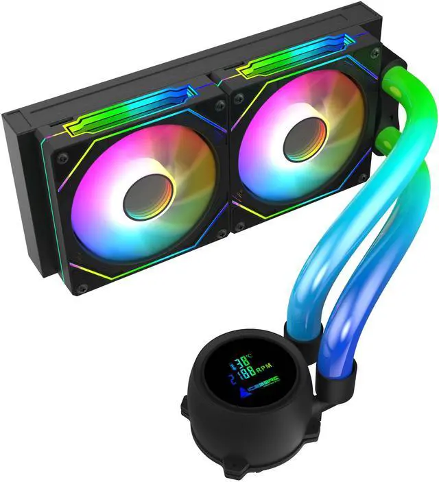 Alt view image 3 of 5 - Iceberg Maximus 240 high-Performance Gaming PC aRGB Liquid Cooling, Water Cooler for CPU Intel or AMD with 240mm Radiator and Two RGB 120mm Fans (Black)