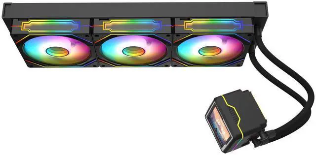 Alt view image 4 of 4 - Iceberg Legend 360 Ultra-Performance Gaming PC aRGB Liquid Cooling with a Full LCD Screen, a Water Cooler for CPU Intel or AMD with 360mm Radiator, and Three RGB 120mm Fans (White)