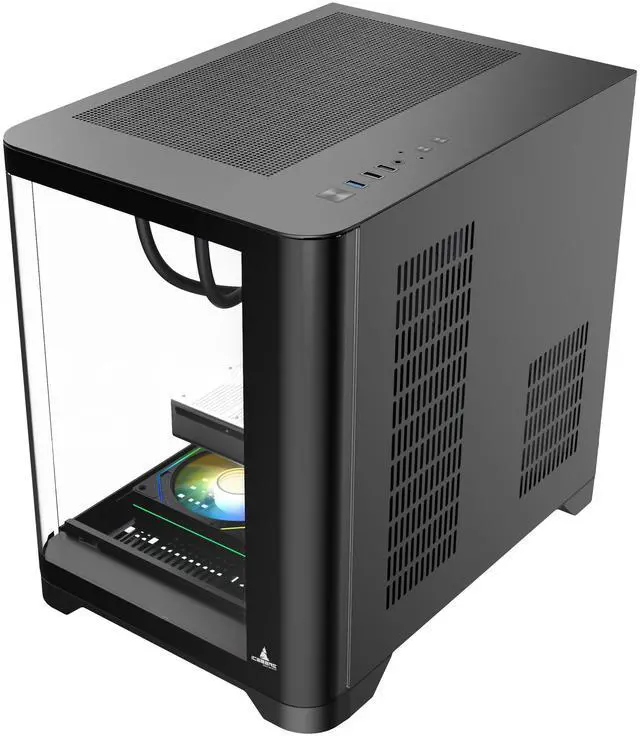 Alt view image 3 of 7 - Iceberg Gaming PC Case Crystal Wave M BLK curved tempered Glass with PSU 500WX 80 plus