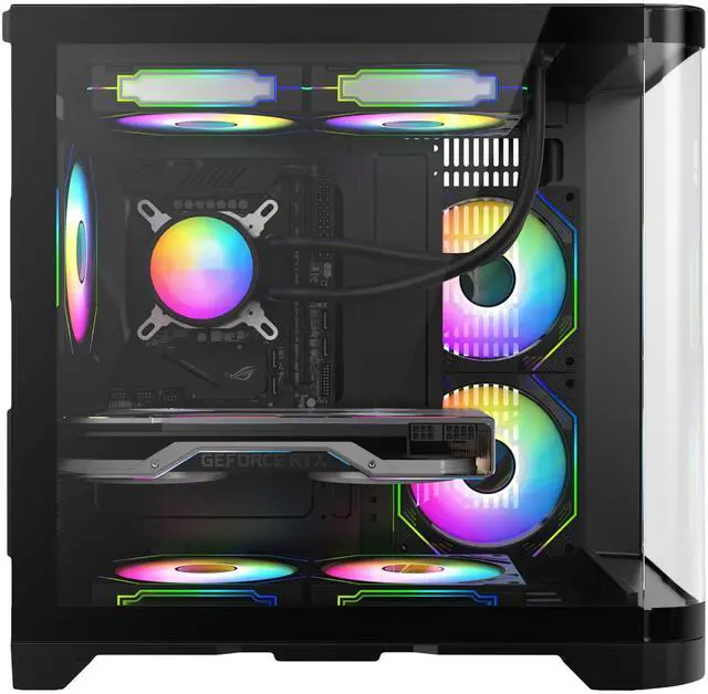 Alt view image 2 of 7 - Iceberg Gaming PC Case Crystal Wave M BLK curved tempered Glass with PSU 500WX 80 plus