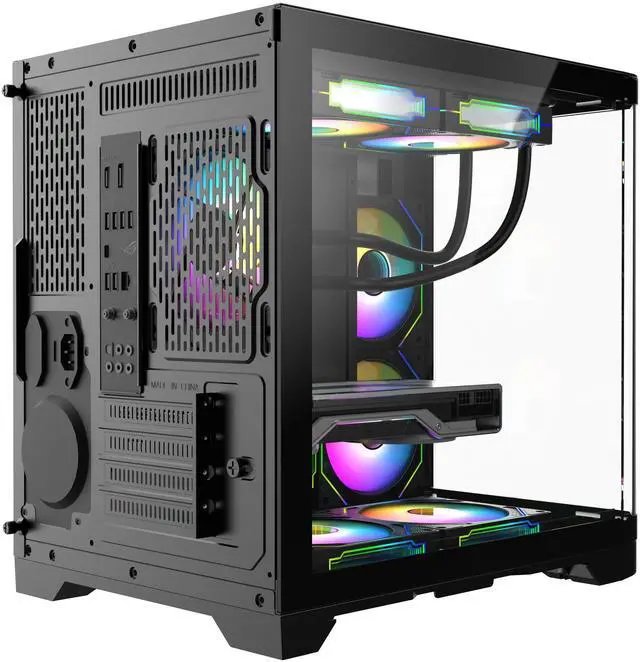 Alt view image 7 of 7 - Iceberg Gaming PC Case Crystal Wave M BLK curved tempered Glass with PSU 500WX 80 plus