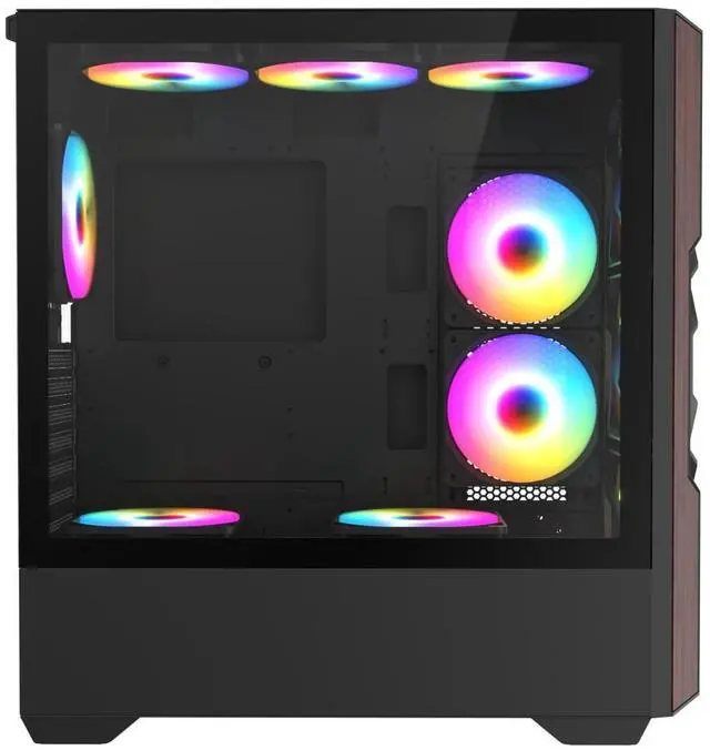 Alt view image 4 of 7 - Iceberg Gaming EATX Full PC Case Wood Vector BLK tempered Glass with PSU 700BX 700W 80 plus bronze and seven aRGB fans