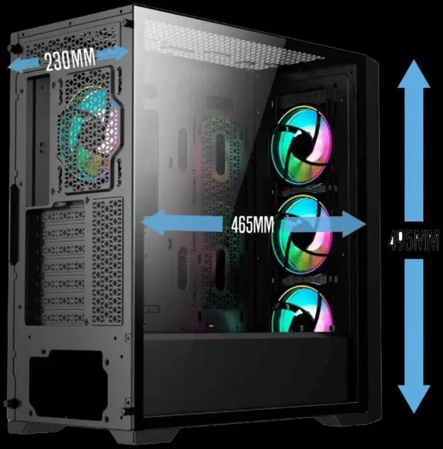 Alt view image 5 of 6 - Iceberg Gaming Combo: Titan M16 Plus EATX Case with (7) Seven aRGB Fans + 650-WX 650W 80 plus Power Supply