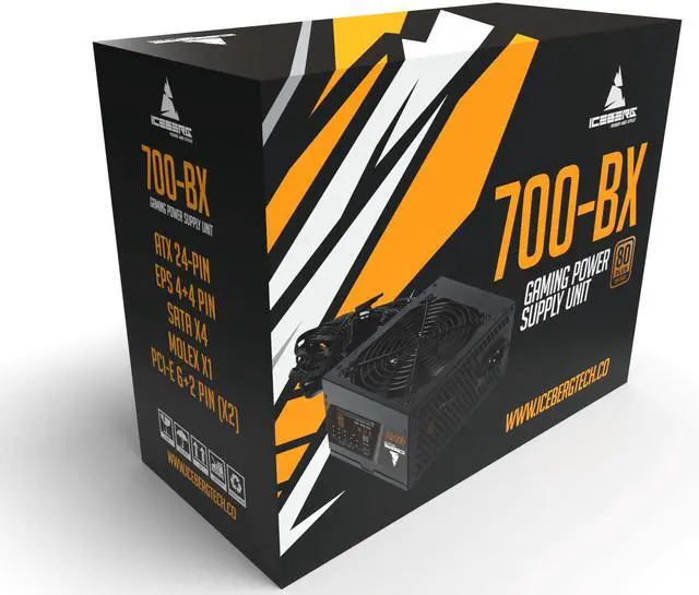 Alt view image 2 of 7 - Iceberg Gaming Combo Case Crystal Wave L with seven (7) aRGB Fans + Power Supply 700W 80 plus Bronze 700-BX