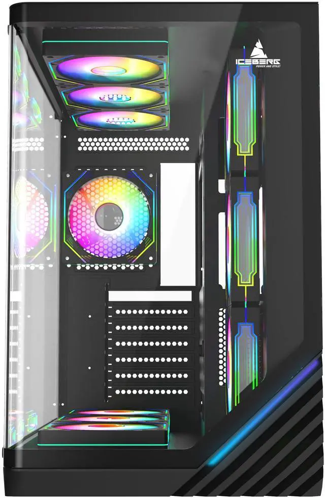 Alt view image 7 of 7 - Iceberg Gaming Combo Case Crystal Wave L with seven (7) aRGB Fans + Power Supply 700W 80 plus Bronze 700-BX