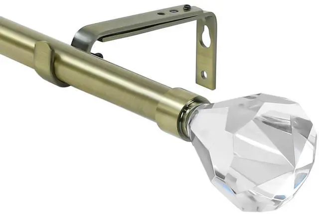 Main image of Urbanest Pierre Cut Crystal Drapery Curtain Rod Set 3/4" (Antique Brass, 28"-48")