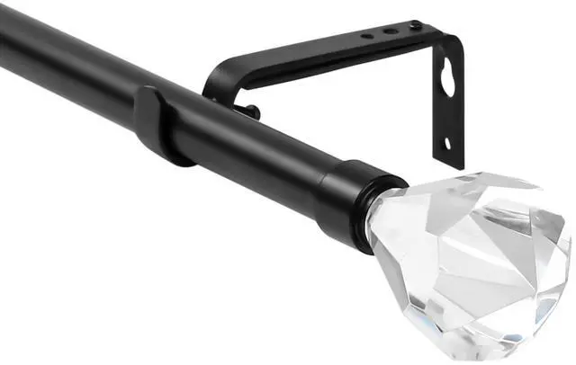 Main image of Urbanest Pierre Cut Crystal Drapery Curtain Rod Set 3/4" (Black, 88"-120")