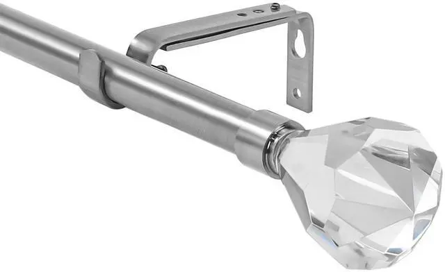 Main image of Urbanest Pierre Cut Crystal Drapery Curtain Rod Set 3/4" (Brushed Steel, 48"-84")