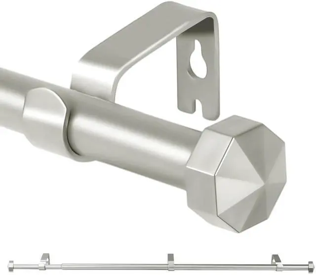 Main image of N Urbanest 5/8" Diameter Single Telescopic Curtain Rod Set with Octagonal Finials, 28"-48", Pewter