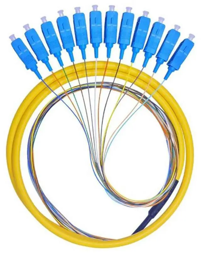 Main image of FOR SC UPC 12 s fanout fiber optic Pigtail simplex 12 1.5M Optical fiber pigtail cord cable 12 color bunchy pigtail