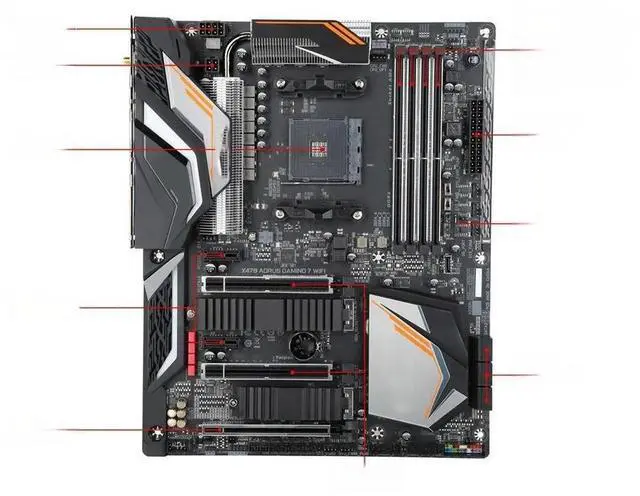 Main image of FOR 1PC GA X470 GAMING 7 WIFI FOR 1PC Socket AM4 64GB DDR4 PCI-E 3.0 ATX Desktop Motherboard