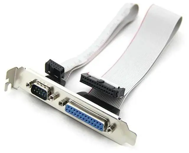 Main image of DB25 25Pin Parallel Port Printer LPT + RS-232 RS232 COM DB9 9Pin Serial Port Cable Cord Wire Bracket