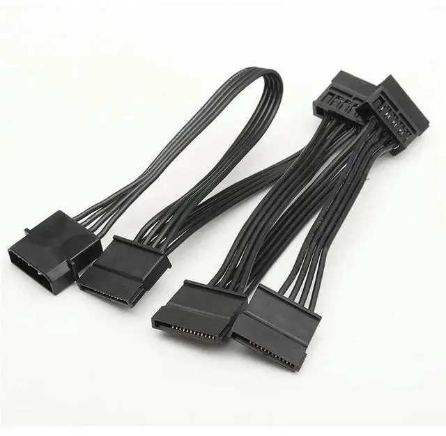 Main image of FOR 4Pin Female IDE Molex PC Computer Hard Drive 1 to 5 SATA Splitter Power Supply Adapter Converter Cable Cord Black