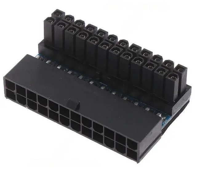 Main image of 2Pcs/lot ATX 24Pin 90 degree 24 pin to 24pin Power Plug Adapter Motherboard Power Connectors Modular Power Supply Cables