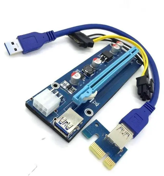 Main image of FOR Pcie Pci-e Pci Express adapter expansion Card x1 To x16 GPU Usb 3.0 Extender converter Riser X1 X16 Card SATA 6Pin Power Cable