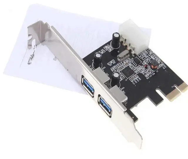 Main image of 2-Port SuperSpeed USB 3.0 PCI-E PCIE PCI Express 4-pin IDE Connector Adapter usb3.0 Add On Card Low Profile