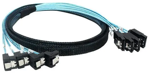 Main image of FOR SAS 4.0 4SATA to 4SATA Cable with 90° Bend - Effortless Data cable Transfer for SSD Hard Drives and Motherboards