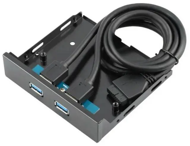 Main image of 3.5" Floppy Bay Internal 20 Pin 2 Ports USB 3.0 Front Panel Bracket Cable usb3.0 to 20pin/19pin