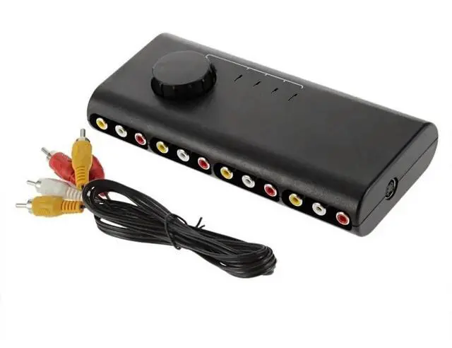 Main image of FOR 4 in 1 Out AV RCA Switch Box AV Audio Video Signal Switcher Splitter 4 Way Selector with RCA Cable For Television DVD VCD TV