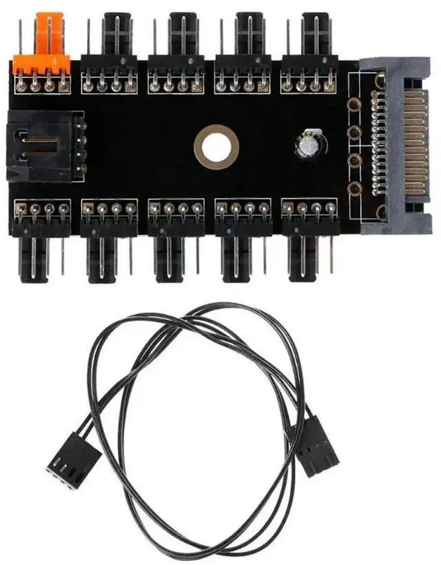 Main image of PCB Adapter SATA 1 To 10 Way Splitter PWM Cooling Fan Hub 4-Pin 12V Power Socket PCB Adapter