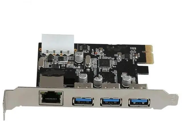 Main image of PCI Express to 3 port USB3.0 1 port RJ45 network adapter connection PCI Express network Expansion card TXB014