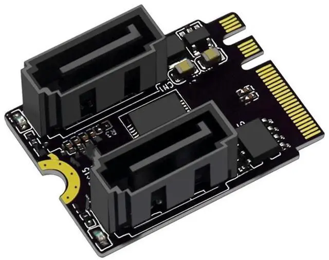 Main image of M.2 (A+E Key) to 2-Port SATA3.0 Expansion Card Key A+E Wifi M.2 to SATA Adapter Card Drive JMB582 Chipset